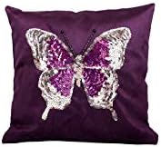 Casa Pop Purple Velvet Cushion with Butterfly-12 x 12