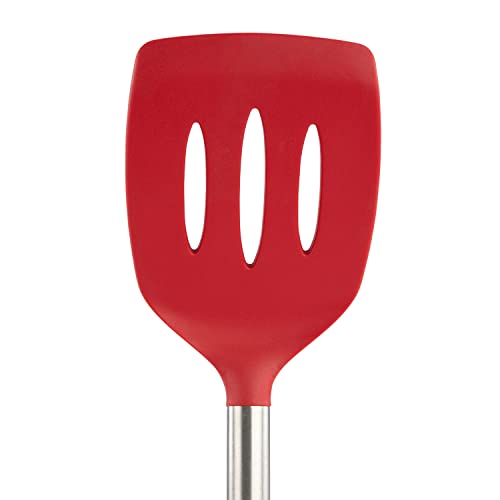 Tovolo Silicone Slotted Turner With Stainless Steel Handle, Pancake