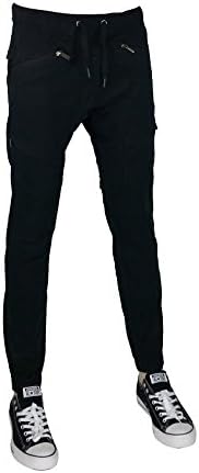 Men's drop crotch twill biker jogger pants BLACK S