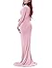 Saslax Maternity Elegant Fitted Maternity Gown Long Sleeve Slim Fit Maxi Photography Dress Pink S