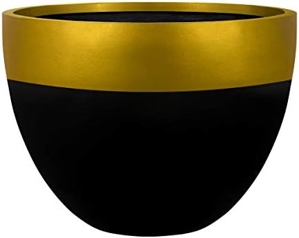 Satu Bumi Designer Egg Plant Pot - Small Black with Gold Rim