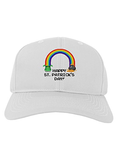 TooLoud Pixel Pot of Gold St Patrick Text Adult Baseball Cap Hat - White