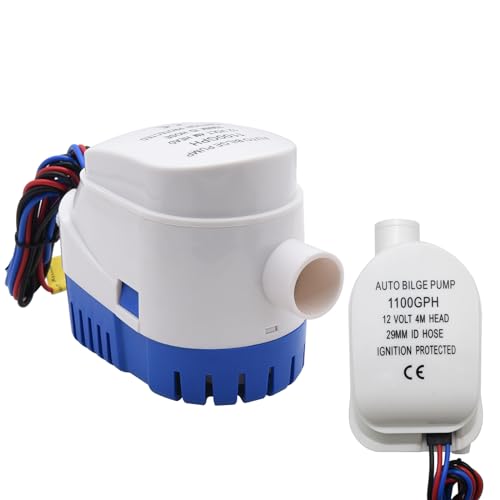KAOLALI Automatic Bilge Pump 12 V 1100GPH, 29 mm, Marine, Submersible | Electric Floating Switch for Boats, Boats, Ponds, Pools, Yachts