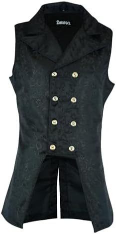 Darkrock Men's Double Breasted Governor Vest Waistcoat VTG Brocade