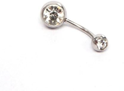 20 color Medical stainless steel pressure drilling belly umbilical ring color belly button With Beads Navel Belly Button Ring Bar