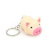 Wffo Cute Cartoon Pig Keychain with LED Light and