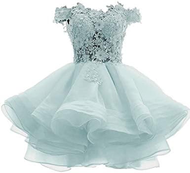Yiweir Homecoming Dresses Short Off Shoulder Lace Prom Wedding Party Gown Yr004