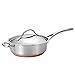 Anolon Novelle Copper Stainless Steel Saute Pan / Frying Pan / Fry Pan with Lid and Helper Handle - 3 Quart, Silver