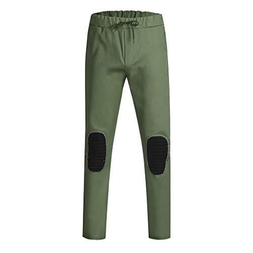 AgrinTol Mens Sports Pants, Men's Spring Winter Joggers Solid Patchwork Drawstring Sweatpants Trouser Pants Army Green - Thumbnail 2