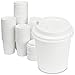 [100 Pack] 4 Oz Disposable White Paper Cups with White Lids - On the Go Hot and Cold Beverage All-Purpose Sampling Portion Cup for Coffee, Espresso, Cortado, Water, Juice and Tea, Food Grade Safe