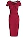 MUXXN Formal Dresses for Women Plus Size Wedding Guest Vintage Pencil Knee Length Slim Fitted Sheath Work Party Dresses Burgundy 2XL