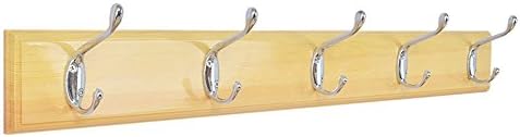 Simple Modern Standing Coat Rack Clothes Hook Wall Shelf 5 Hooks Natural Towel Rack