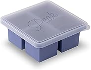 W&P Cup Cubes Silicone Freezer Tray with Lid, Blue, Makes 4 Perfect 1-Cup Portions, Freeze & Store Sou