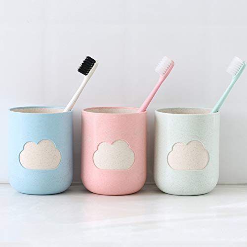 Finance Plan Big Promotion Lovely Cloud Wheat Straw Toothbrush Toothpaste Holder Couple Home Water Cup Green - Thumbnail 3