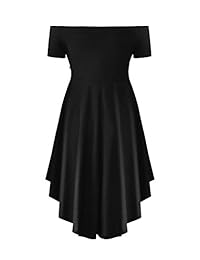 Vestido de cóctel para dama, con hombros descubiertos, alto y bajo, elegante