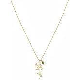 foyjoey 18K Gold Plated Dainty Birth Flower Necklace for Women Minimalist Birth Month Birthstone Necklaces Mothers Day Bridesmaid Jewelry Christmas Gifts