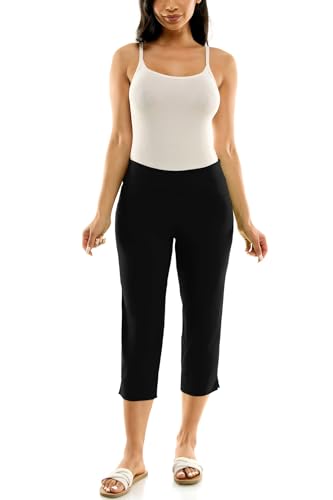 Zac & Rachel Women's Pull-On Slim Leg Crop Pant, Black, 22W