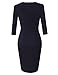 HiQueen Women's 3/4 Sleeve Official Wear to Work Retro Business Bodycon Party Pencil Dress (Navy XXL)