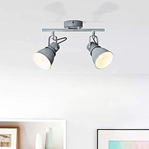 Lightbox Plafondspot 2 lampen, E14 fitting max. 25 watt van metaal, grijs beton