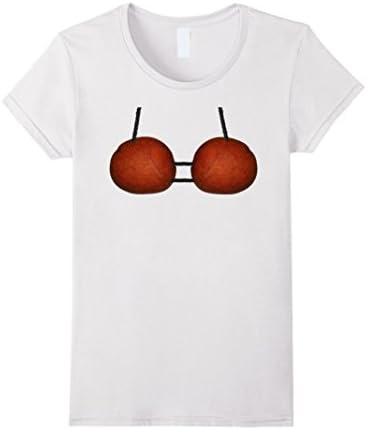 Womens Coconut Bra - Funny Hawaiian Bikini t shirt Medium White