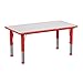 Flash Furniture Wren 23.625''W x 47.25''L Rectangular Red Plastic Height Adjustable Activity Table with Grey Top