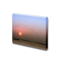 Canvas Prints Wall Art - Sunset, Birds Flying Back to Nest | Modern Wall Decor/Home Decoration Stretched Gallery Canvas Wrap Giclee Print. Ready to Hang - 12" x 18"