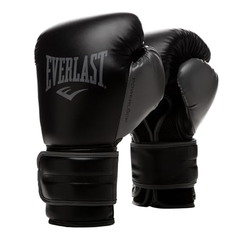 Everlast Powerlock 2R 16oz Boxing Gloves (Black), Muay Thai, Men, Women