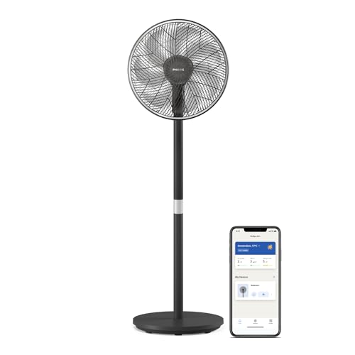 PHILIPS Smart Standventilator Serie 3000, SilentWings-Technologie, 19 dB, 2-in-1 Tisch- & Standventilator, App-Steuerung, Schwarz