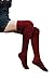 3Pack Women Over Knee High Lengthen Cotton Knit Crochet Stockings Red Coffee Gray