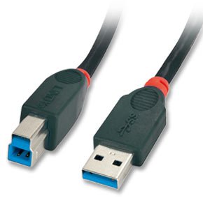 Lindy 5m USB 3.0 Cable - Type A Male to B Male, Black (31464)