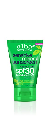 Alba Botanica Sensitive Fragrance Free Mineral Sunscreen Lotion SPF 30, 4 oz. [Packaging May Vary]