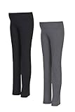 Beachcoco Women's Maternity Fold Over Comfortable Lounge Pants (1X PLUS, BLACK&CHARCOAL (PACK OF 2))