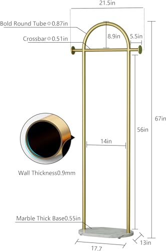 Hcosmy Coat Rack with Durable Metal-Elevate Your Entryway Style: Arch Metal Coat Rack, Stylish and Versatile, 170cm Height, Thick Tubes, and Marble Base for Modern Organization (Black)