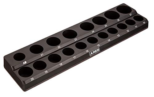 ARES 70237-19-Piece 1/2-Inch Metric Magnetic Socket Organizer - Holds 18 Sockets and 1 Socket Adapter - Keeps Your Tool Box Organized