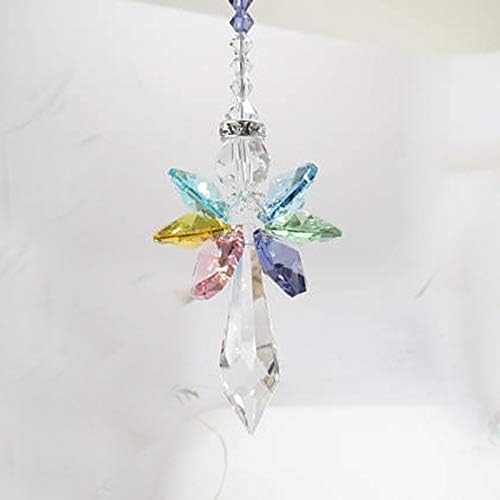 Chavis 1PCS Rainbow Angel Suncatcher Crystal Guardian Angel Chakra Sun Catchers Rear View Mirror Car Charm Home Decor - (Size: 38mm)
