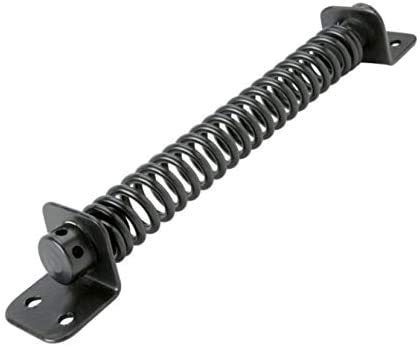 IRONZONE® Gate Spring, Heavy Duty Gate Spring Closer, Fully Adjustable Tension Garden Gate and Garden Door Closer, Adjustable Metal Spring Closure for Light to Heavy Duty Wooden Gates [200mm Black]