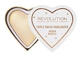 Makeup Revolution Blushing Hearts Triple Baked Highlighter, Golden Goddess