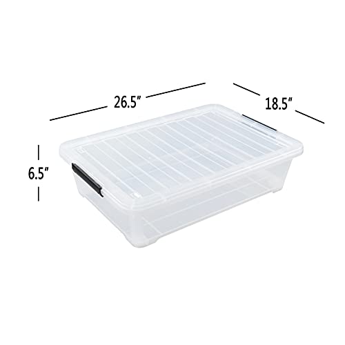Zopnny 3Pack 40 Quart Plastic Underbed Storage Box, Large Clear Under