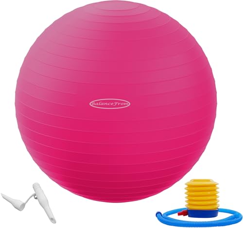 Fitvids Gymnastikball, Yoga-Ball, Fitnessball, Geburtsball mit Schnellpumpe, 0,9 kg Kapazität, Rosa, 76,2 cm, XL