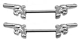Nipple Ring Gun bar body Jewelry Pair sold as pair 14 gauge Double Pistol