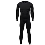 Hi-crazystore Thermal Set Winter Ski Fleece Warm Top and Bottom Men's Underwear Set
