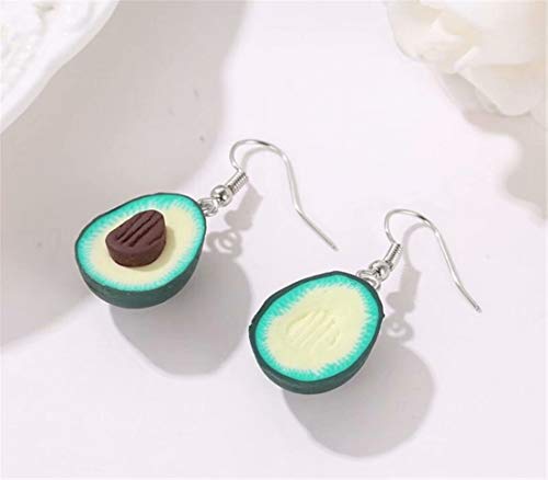 TMROW 3D Avocado Dangle Earrings Cute Love Heart Oval Soft Ceramic Hook Earrings Green Plant Fruit Hypoallergenic Ear for Women Girls Jewelry
