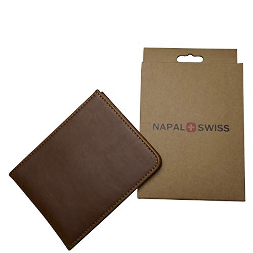 Napal Swiss Top Genuine Leather Amazing RFID Security Credit Card Holder Magic Slim Back Pocket Wallet for Men or Women (Crazy Horse Yellow)