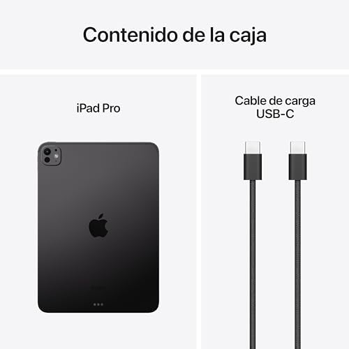 iPad Pro de 11 Pulgadas (M4): Ultra Retina XDR, 1 TB, cámara Frontal de 12 Mpx en Horizontal y Trasera de 12 Mpx, Wi-Fi 6E, autonomía de Sol a Sol, Vidrio nanotexturizado - Negro Espacial