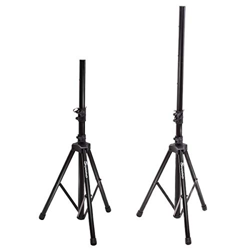 Suono Dual 2-Way Powered PA Speaker System Combo Kit, Portable 12'' 2000W DJ Active + Passive Loud Speakers Set with 2 Speaker Stands, Microphone, Bluetooth, USB/SD, 1/4" Line RCA, FM Radio,XLR Input