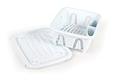 Camco Durable Mini Dish Drainer Rack And Tray Perfect For RV Sinks, Marine Sinks, And Compact Kitchen Sinks- White (43511)