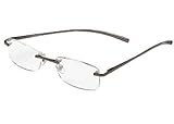 (3 PACK + BONUS) Foster Grant / Magnivision +2.50 ALUMINEYES Reading Glasses - Rimless Lens with Lightweight Gunmetal Arms & Spring Hinges -H23+ + 1 FREE BONUS -SUEDE CLEANING CLOTH