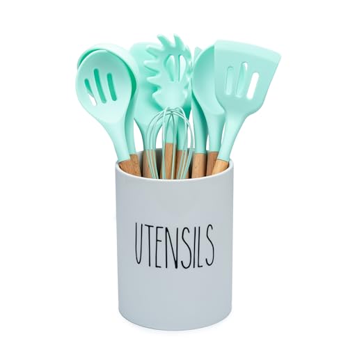 Heartland Home Kitchen Utensil Holder for Countertop. White Porcelain Cooking Large Spatula Holder and Cooking Spoon Holder. White Kitchen Decor and Farmhouse Gifts.