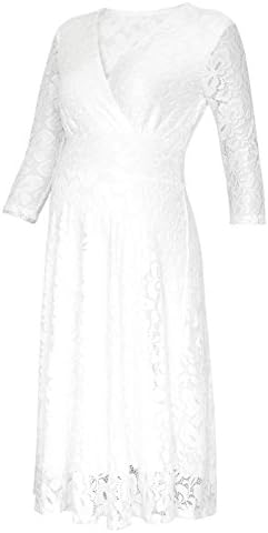 BlackCherry Women's Maternity Knee Length Lace V-Neck Nursing Dress