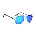 Zacway Small Polarized Spring Hinges Metal Aviator Sunglasses UV400 52mm (Silver Frame/Mirror Blue Lens, 52)